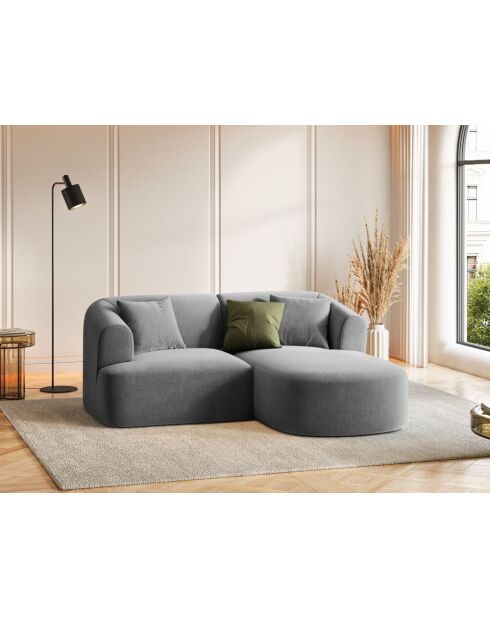 Talia Modulares 3-Sitzer-Ecksofa aus Samt, grau, 180 x 156 x 70 cm