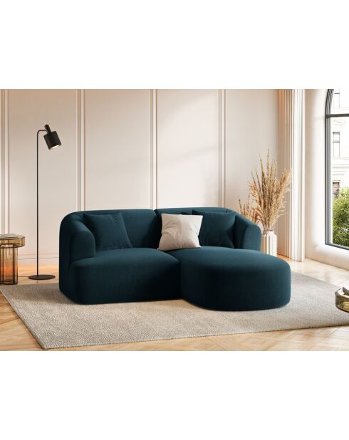 Talia Modulares Ecksofa aus Samt für 3 Personen, Petrolblau, 180 x 156 x 70 cm