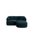 Divano angolare destro Talia Petroleum Deep Petrol a 3 posti modulare in velluto, 180 x 156 x 70 cm