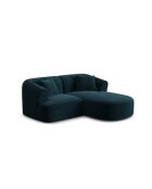 Divano angolare destro Talia Petroleum Deep Petrol a 3 posti modulare in velluto, 180 x 156 x 70 cm