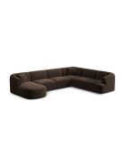 Talia 7-zits chocoladekleurige modulaire panoramische fluwelen hoekbank met rechte hoek - 330x255x70 cm