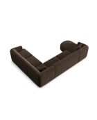 Talia 7-zits chocoladekleurige modulaire panoramische fluwelen hoekbank met rechte hoek - 330x255x70 cm
