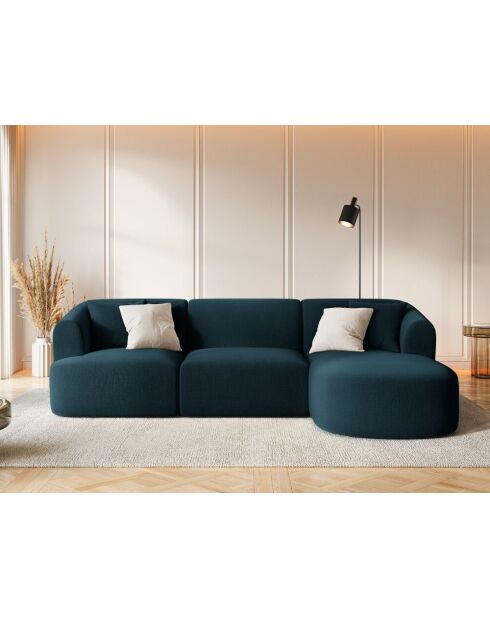 Divano angolare destro Talia Petrol Deep Petrol a 4 posti modulare in velluto - 256x156x70 cm