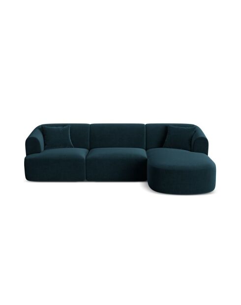 Divano angolare destro Talia Petrol Deep Petrol a 4 posti modulare in velluto - 256x156x70 cm