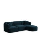 Divano angolare destro Talia Petrol Deep Petrol a 4 posti modulare in velluto - 256x156x70 cm