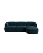 Divano angolare destro Talia Petrol Deep Petrol a 4 posti modulare in velluto - 256x156x70 cm