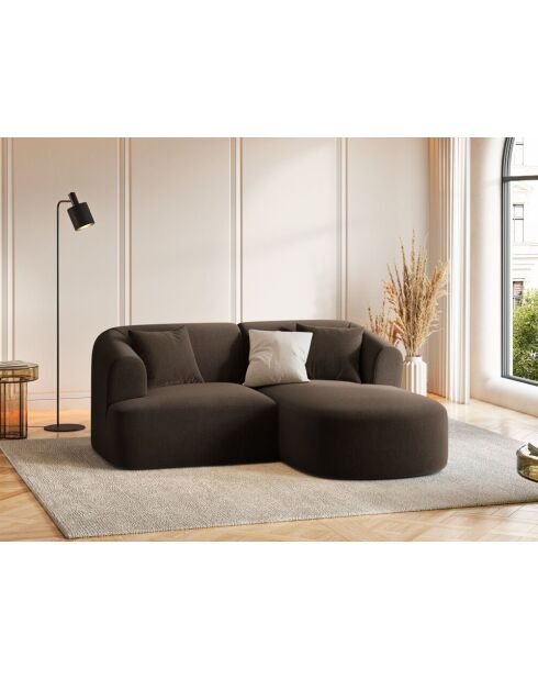 Talia Modulares Ecksofa aus Samt für 3 Personen, schokoladenbraun, 180 x 156 x 70 cm