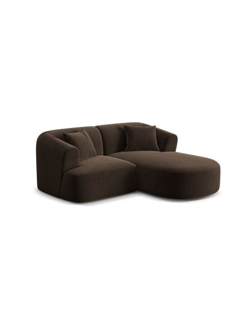 Talia Modulares Ecksofa aus Samt für 3 Personen, schokoladenbraun, 180 x 156 x 70 cm