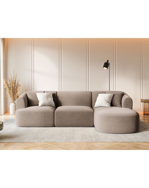 Talia Modulares Ecksofa für 4 Personen, Samt, für rechts, 256 x 156 x 70 cm, Dunkelbeige