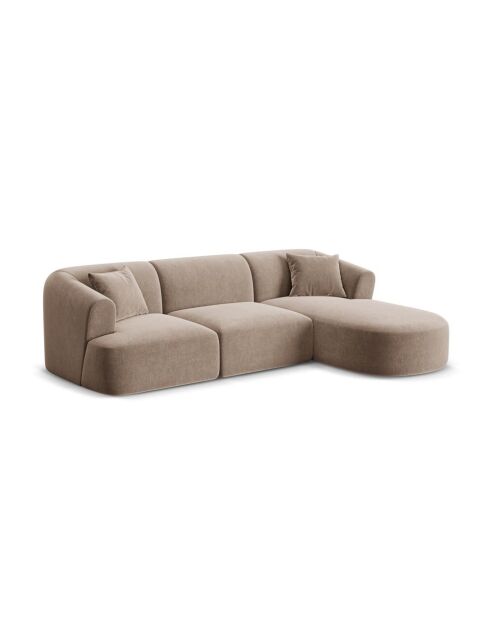 Talia Modulares Ecksofa für 4 Personen, Samt, für rechts, 256 x 156 x 70 cm, Dunkelbeige
