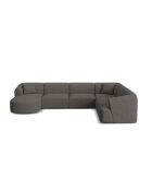 Talia 7-zits grijze modulaire panoramische hoekbank rechts - 330x255x70 cm