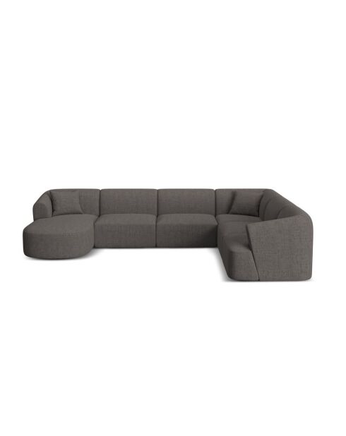 Talia 7-zits grijze modulaire panoramische hoekbank rechts - 330x255x70 cm