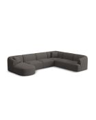 Talia 7-zits grijze modulaire panoramische hoekbank rechts - 330x255x70 cm