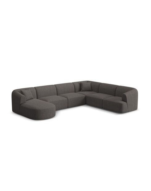 Talia 7-zits grijze modulaire panoramische hoekbank rechts - 330x255x70 cm