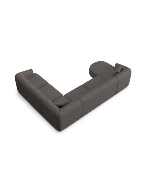 Talia 7-zits grijze modulaire panoramische hoekbank rechts - 330x255x70 cm