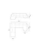 Talia 7-zits grijze modulaire panoramische hoekbank rechts - 330x255x70 cm