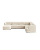 Canapé D'Angle Droit Panoramique Modulable En Velours Talia 7 Places Beige Clair - 330x255x70 cm