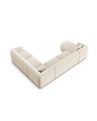 Canapé D'Angle Droit Panoramique Modulable En Velours Talia 7 Places Beige Clair - 330x255x70 cm