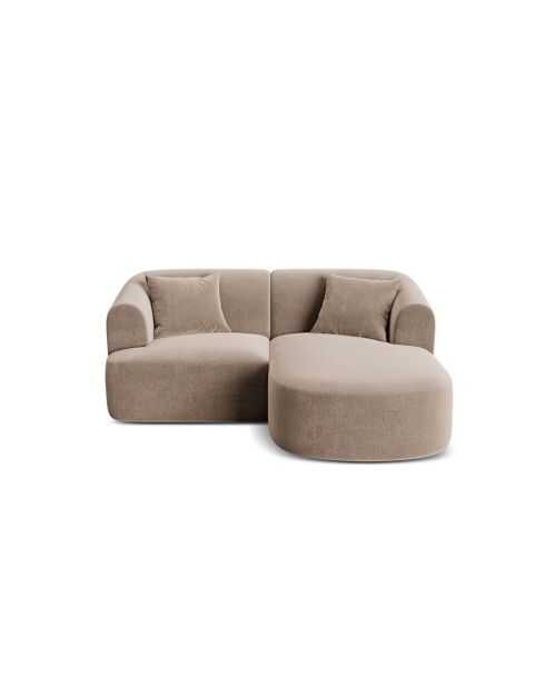 Talia Modulares Ecksofa aus Samt für rechts, 180 x 156 x 70 cm, Dunkelbeige