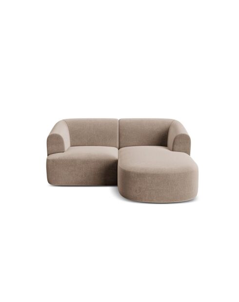 Talia Modulares Ecksofa aus Samt für rechts, 180 x 156 x 70 cm, Dunkelbeige