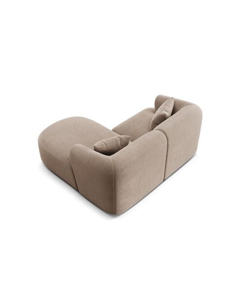 Talia Modulares Ecksofa aus Samt für rechts, 180 x 156 x 70 cm, Dunkelbeige