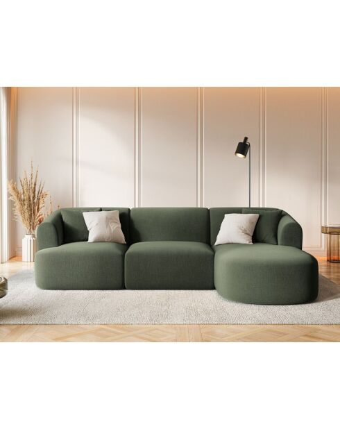 Talia Modulares Ecksofa aus Samt für 4 Personen, für rechts, 256 x 156 x 70 cm, Grün