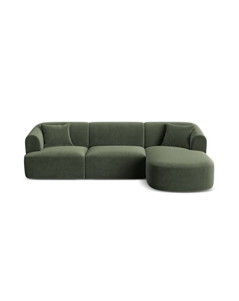 Talia Modulares Ecksofa aus Samt für 4 Personen, für rechts, 256 x 156 x 70 cm, Grün