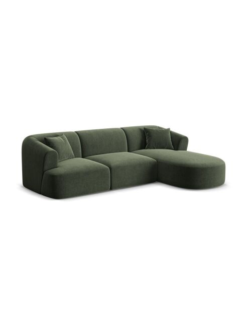 Talia Modulares Ecksofa aus Samt für 4 Personen, für rechts, 256 x 156 x 70 cm, Grün