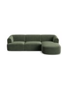Talia Modulares Ecksofa aus Samt für 4 Personen, für rechts, 256 x 156 x 70 cm, Grün