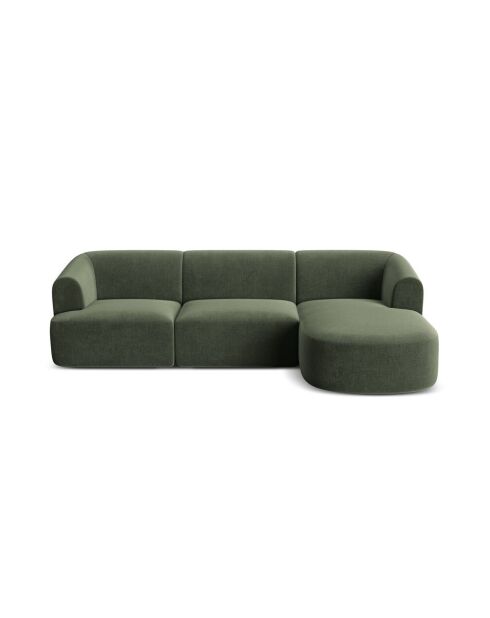 Talia Modulares Ecksofa aus Samt für 4 Personen, für rechts, 256 x 156 x 70 cm, Grün