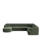 Talia 7-zitsbank in groen fluweel, modulaire panoramische hoekbank, rechts, 330x255x70 cm