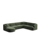 Talia 7-zitsbank in groen fluweel, modulaire panoramische hoekbank, rechts, 330x255x70 cm