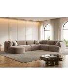 Talia Modulares Ecksofa mit Panoramablick für rechts, dunkelbeiger Samt, 330 x 255 x 70 cm