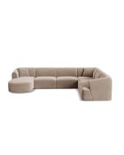 Talia Modulares Ecksofa mit Panoramablick für rechts, dunkelbeiger Samt, 330 x 255 x 70 cm
