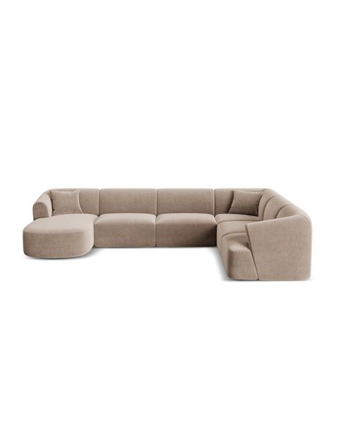 Talia Modulares Ecksofa mit Panoramablick für rechts, dunkelbeiger Samt, 330 x 255 x 70 cm