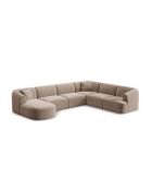 Talia Modulares Ecksofa mit Panoramablick für rechts, dunkelbeiger Samt, 330 x 255 x 70 cm