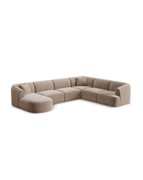 Talia Modulares Ecksofa mit Panoramablick für rechts, dunkelbeiger Samt, 330 x 255 x 70 cm