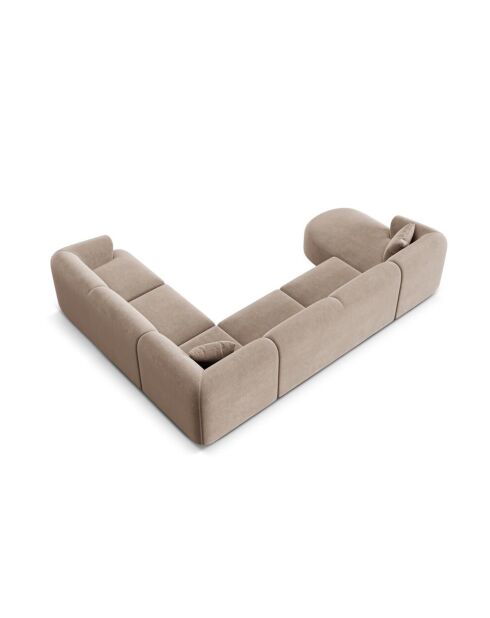 Talia Modulares Ecksofa mit Panoramablick für rechts, dunkelbeiger Samt, 330 x 255 x 70 cm