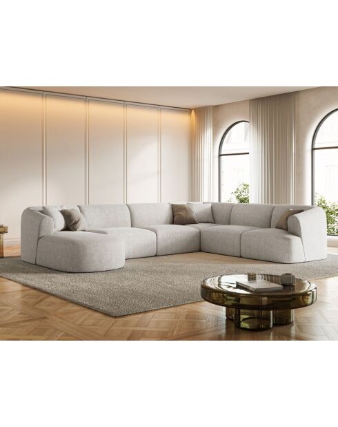Talia 7-zits lichtbeige modulaire panoramische hoekbank rechts - 330x255x70 cm
