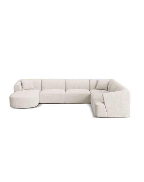 Talia 7-zits lichtbeige modulaire panoramische hoekbank rechts - 330x255x70 cm