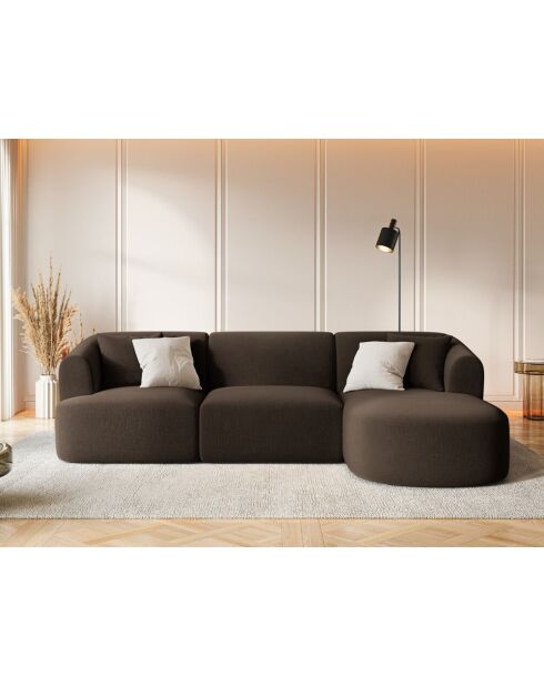 Talia Modulares Ecksofa aus Samt für 4 Personen, schokoladenbraun, für rechts, 256 x 156 x 70 cm