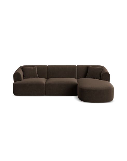 Talia Modulares Ecksofa aus Samt für 4 Personen, schokoladenbraun, für rechts, 256 x 156 x 70 cm