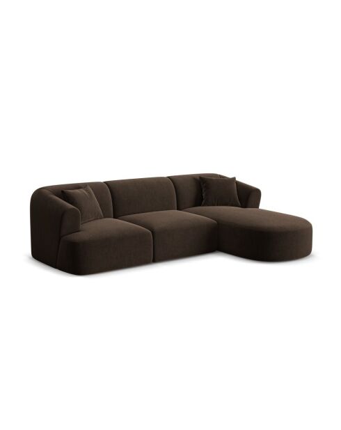 Talia Modulares Ecksofa aus Samt für 4 Personen, schokoladenbraun, für rechts, 256 x 156 x 70 cm