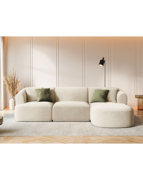 Talia Modulares Ecksofa für 4 Personen, Samt, für rechts, 256 x 156 x 70 cm, hellbeige