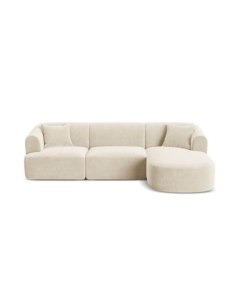 Talia Modulares Ecksofa für 4 Personen, Samt, für rechts, 256 x 156 x 70 cm, hellbeige