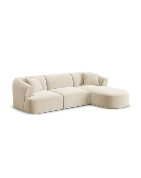 Talia Modulares Ecksofa für 4 Personen, Samt, für rechts, 256 x 156 x 70 cm, hellbeige