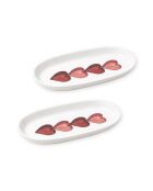 Lot de 2 plats de service LUV0019 blanc/rouge - 26x14x3 cm