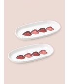 Lot de 2 plats de service LUV0019 blanc/rouge - 26x14x3 cm