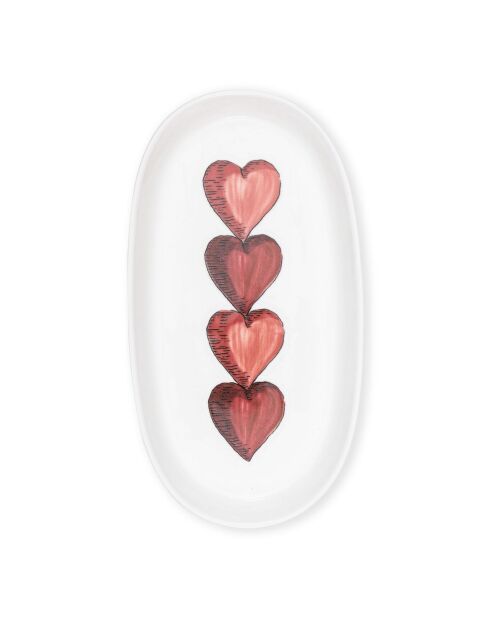 Lot de 2 plats de service LUV0019 blanc/rouge - 26x14x3 cm