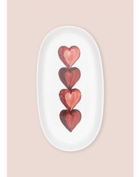 Lot de 2 plats de service LUV0019 blanc/rouge - 26x14x3 cm